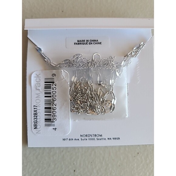 NWT Nordstrom Rack Sterling Silver CZ "B" Initial Double Chain Necklace - Picture 4 of 5